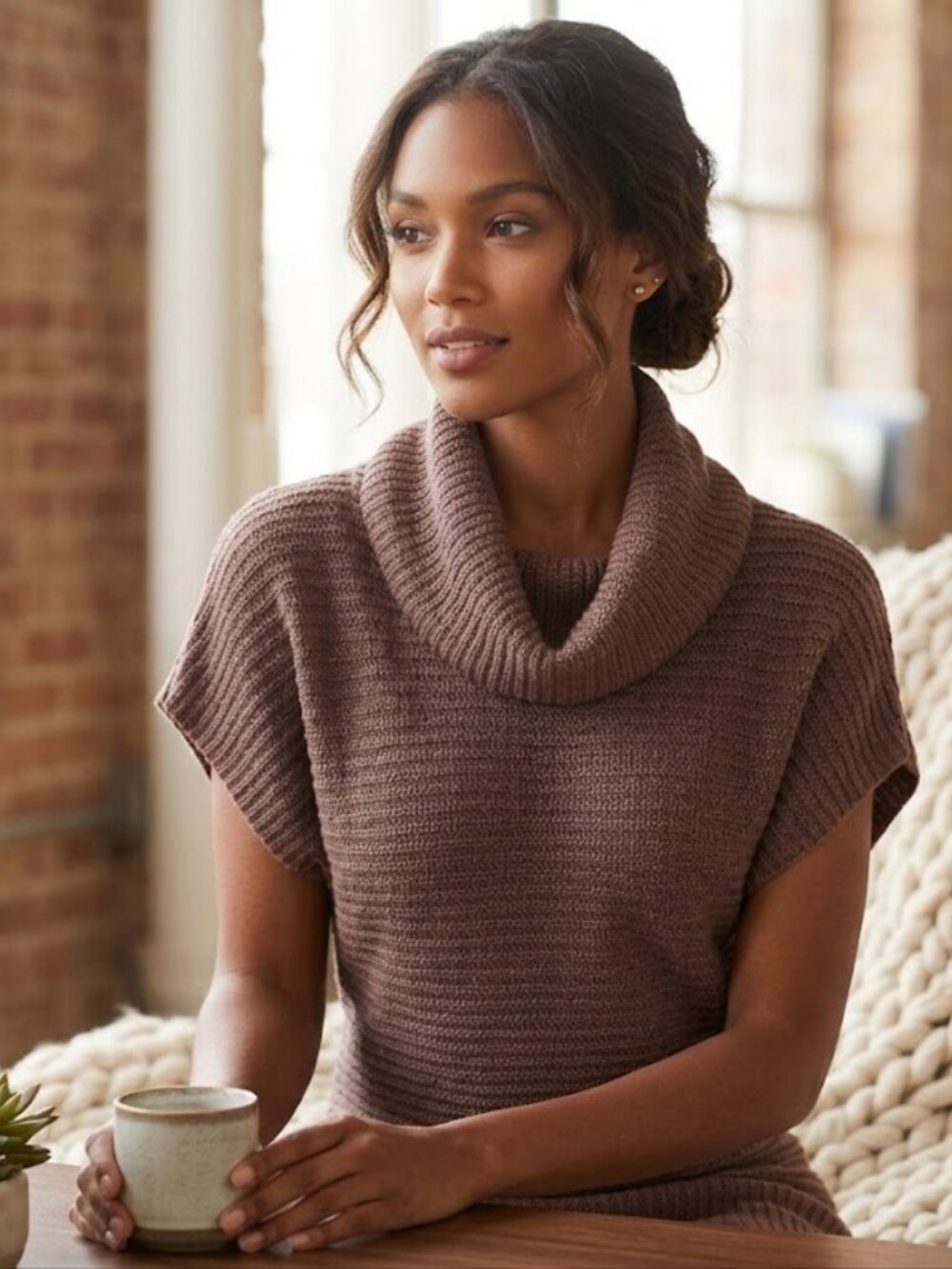 Bebe‎ Mauve Knit Cowl Neck Sweater XS